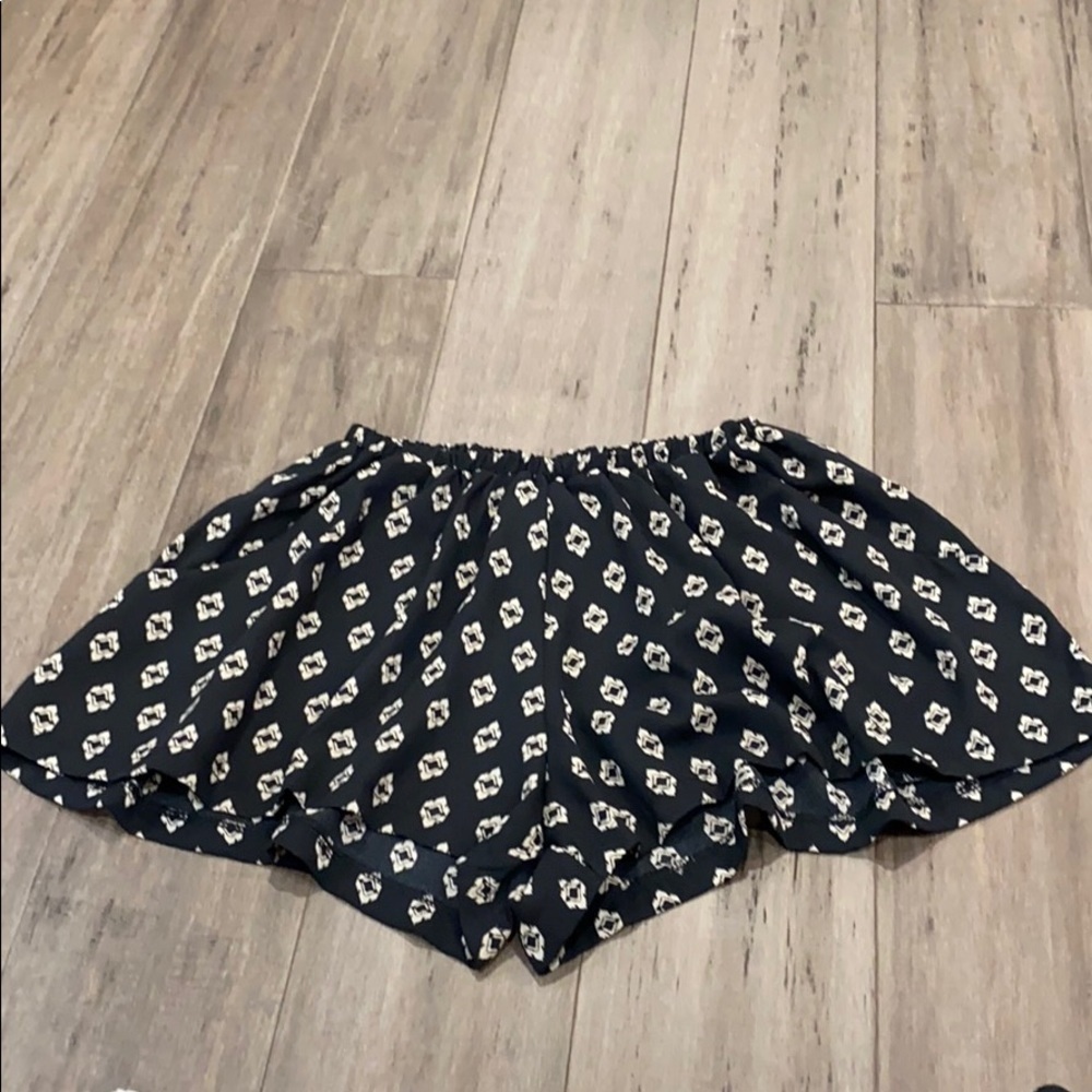 Free people shorts wide leg‎ flowy printed western pattern black cream